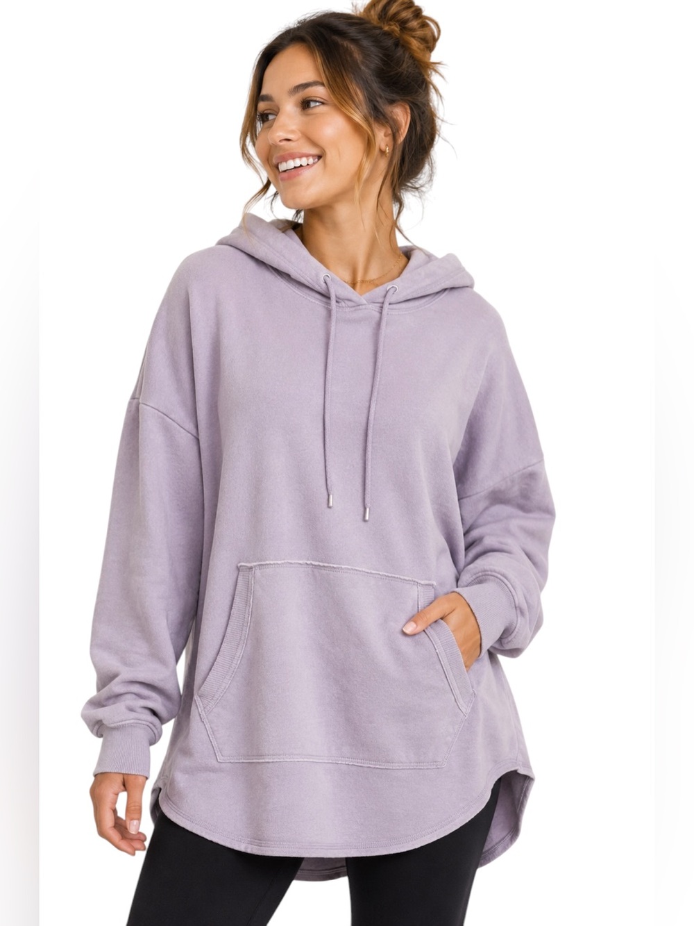 American Eagle Jegging Fit Oversized Longline Hoodie Lavender Medium